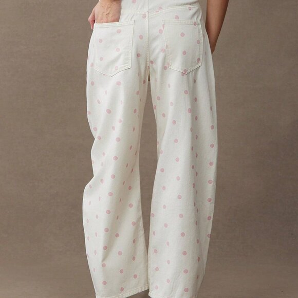 Multicolor Casual Women's Polka Dot High Rise Jeans - Picture 5 of 6